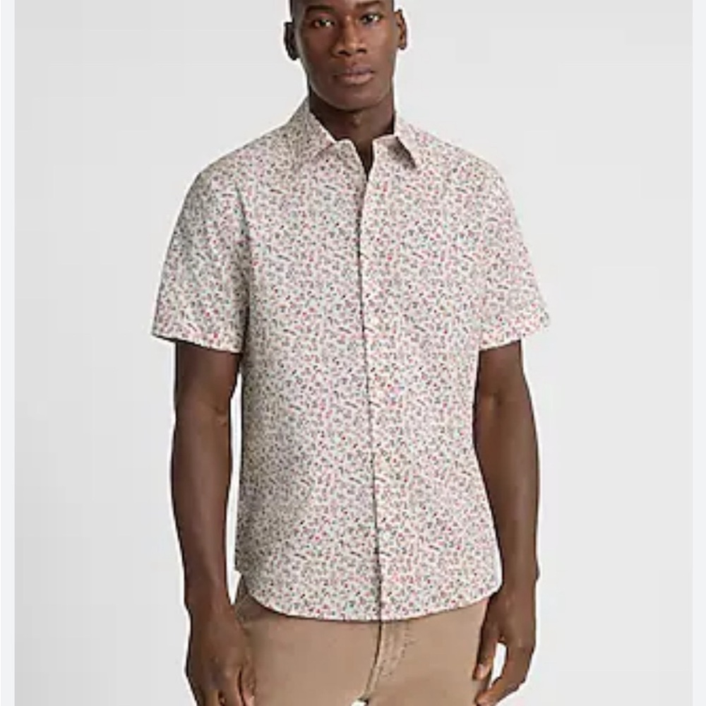 Express Men's Floral Print Button Down Shirt